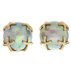 Gray Mabe Pearl Gold X Motif Earrings 10