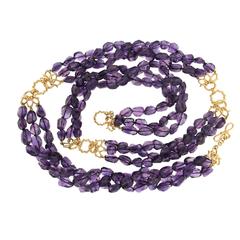 Faceted Dark Amethyst Gold Necklace