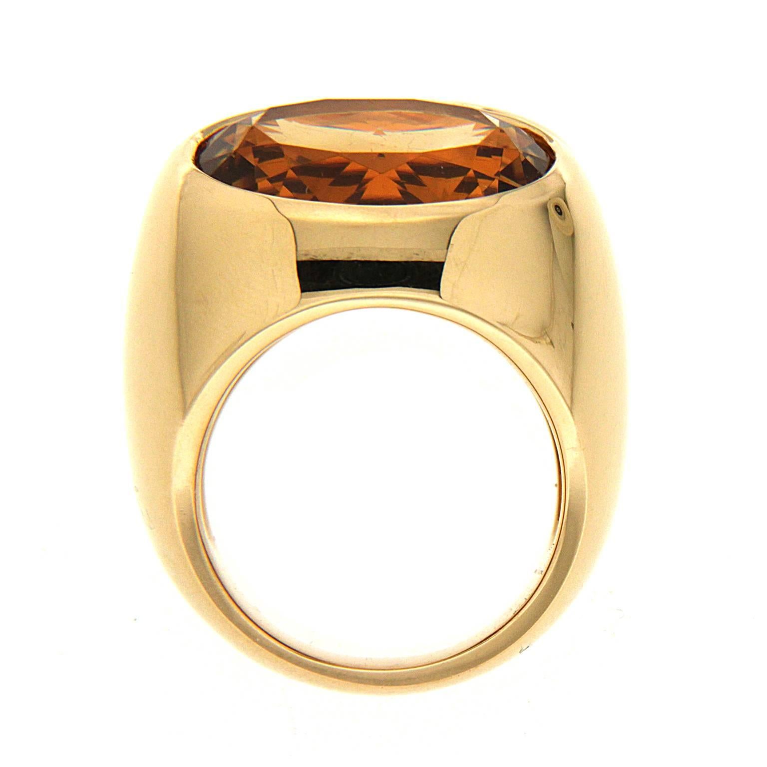 Double Oval Madeira Citrine Gold Ring In New Condition In New York, NY