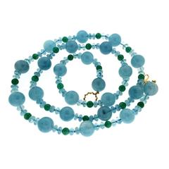 Green Aventurine Aquamarine Gold Bead and Roundel Necklace 8