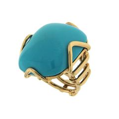 Cushion Turquoise Gold Ring 1