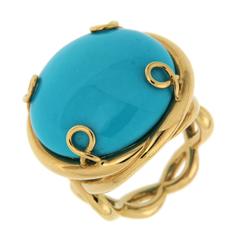 Helix Round Turquoise Gold Ring 1