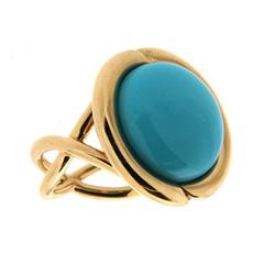 Round Turquoise Gold Ring 4