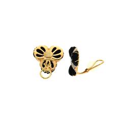Black Jade & Diamonds Fan Earrings