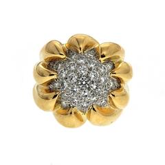 Claw Pave Diamond gold Dome Ring 10