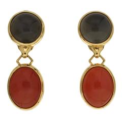 Round and oval cabochon gold moonstone earrings 8