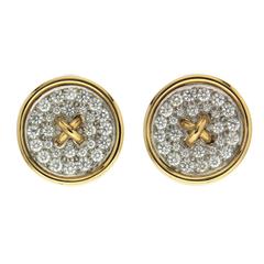 Diamond gold Button Earrings 9