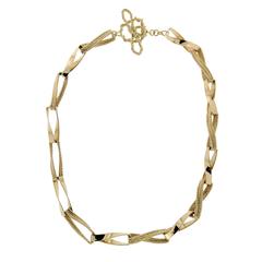 gold Ribbon link necklace 4