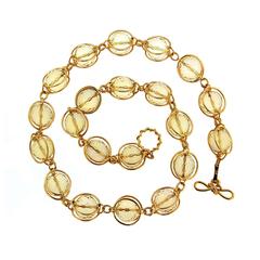 Doppio Smooth Lemon Quartz gold link necklace 12