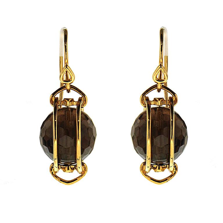 Doppio Gold Rope Smokey Topaz Earrings At 1stdibs Doppio Gold Rope Smokey Topaz Earrings For