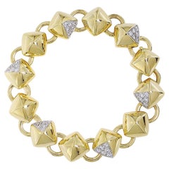 Cushion Pyramid Diamond 18K Yellow Gold Bracelet