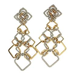 Pave diamond gold Interlocking Cushion Earrings 10