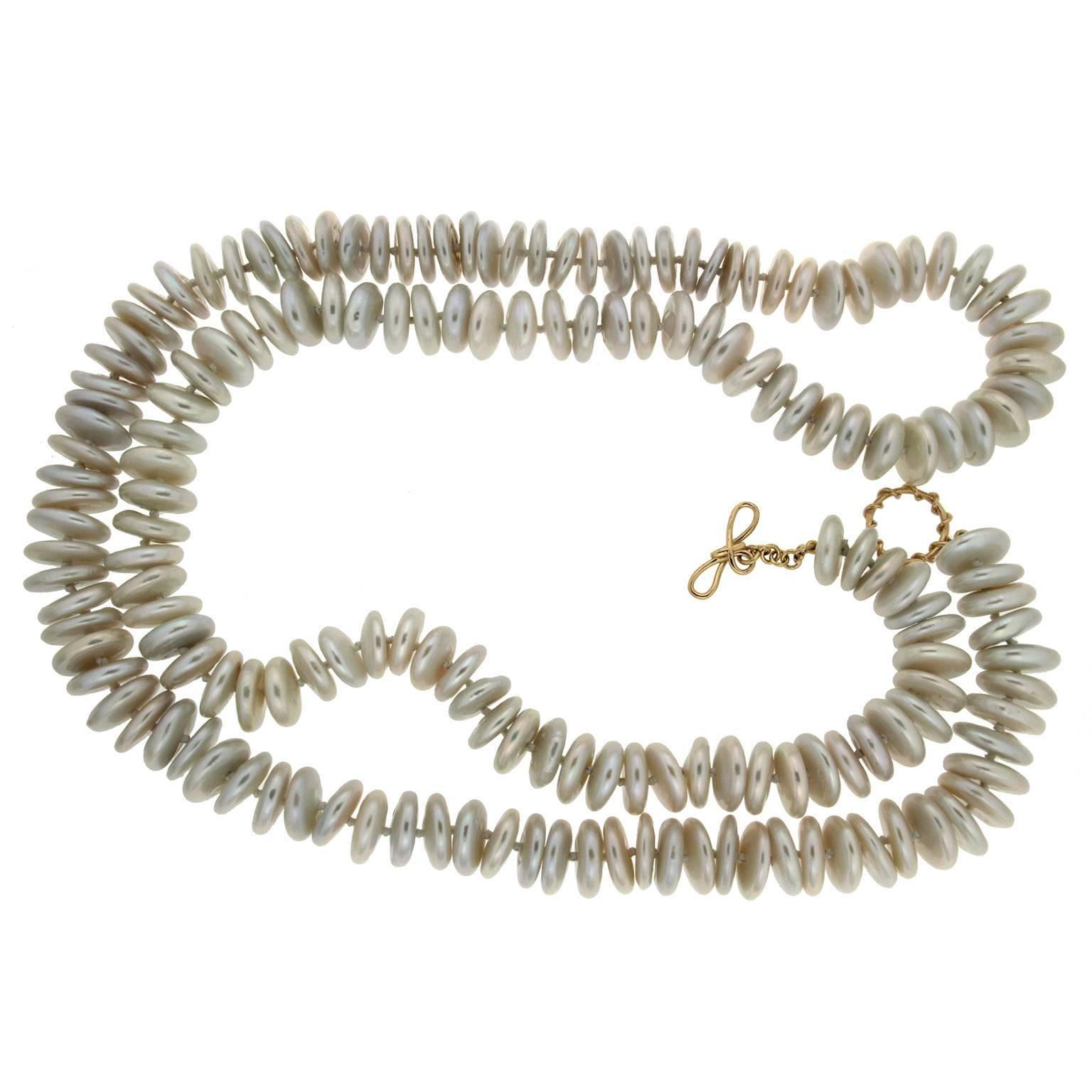 Freshwater Baroque Disk Pearl Necklace