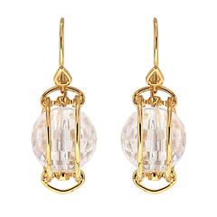 Doppio Gold Twisted Rope Crystal Ball Earrings 6