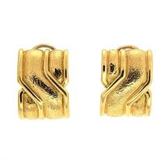 On The Town Gold Earrings with textured surface 1