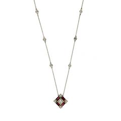 Baguette Ruby Princess Cut Diamond Gold Pendant Necklace 1