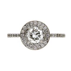 GIA Certified Round Diamond Gold Double Halo Ring