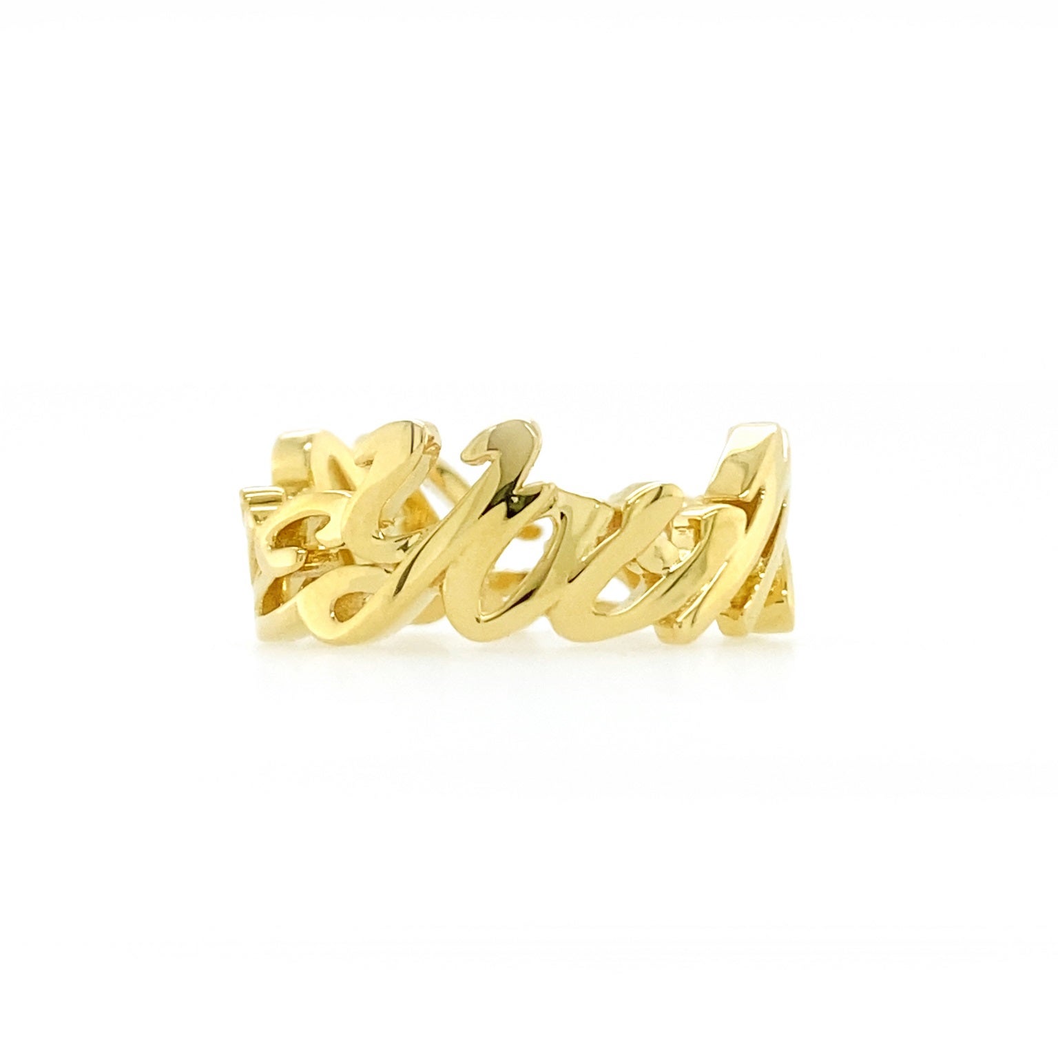 18K Yellow Gold Letter I Love You More Ring For Sale