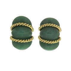 Green Aventurine gold Shrimp Earrings 3