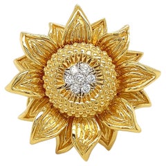 18 Karat Gelbgold Sonnenblumen-Diamantring