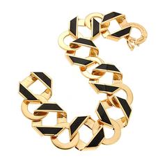Reversible Fold over Small Black Enamel Link Bracelet 9