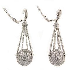 Diamond Pave Gold Ball Earrings