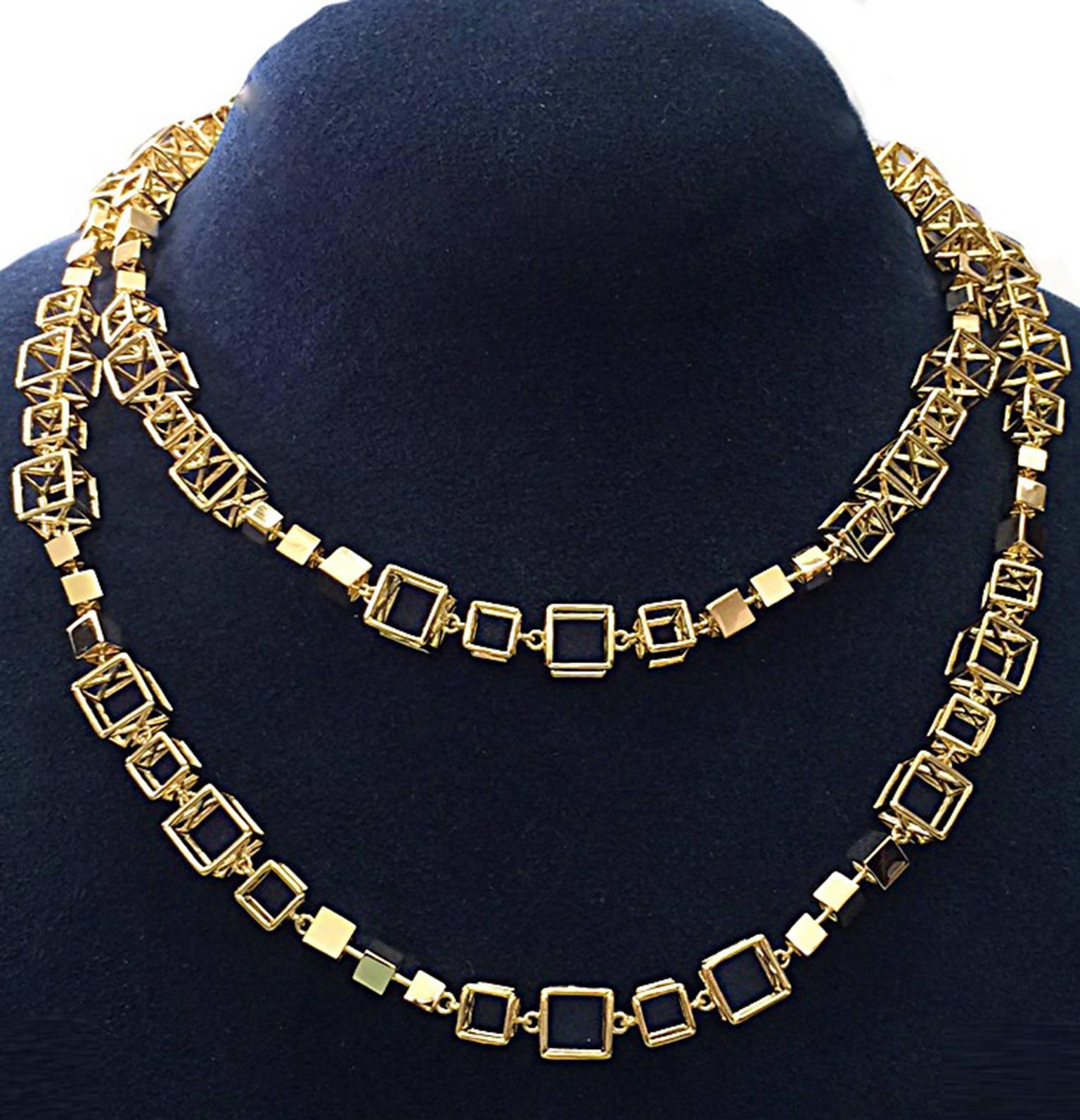Valentin Magro Alternating Large and Small Gold Cube Links Necklace In New Condition In New York, NY