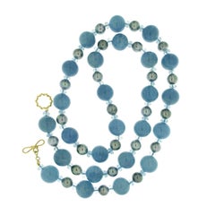 Aquamarine Balls and Tahitian Pearls Necklace