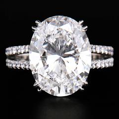 8.01 Carat GIA Cert Oval Diamond Platinum Double Pave Shank Ring