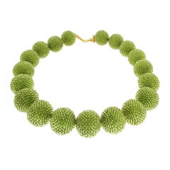 Valentin Magro Large Peridot Gold Woven Ball Necklace 4