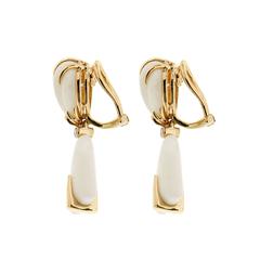 Hand Carved Shell Shape White Coral Diamond Earrings