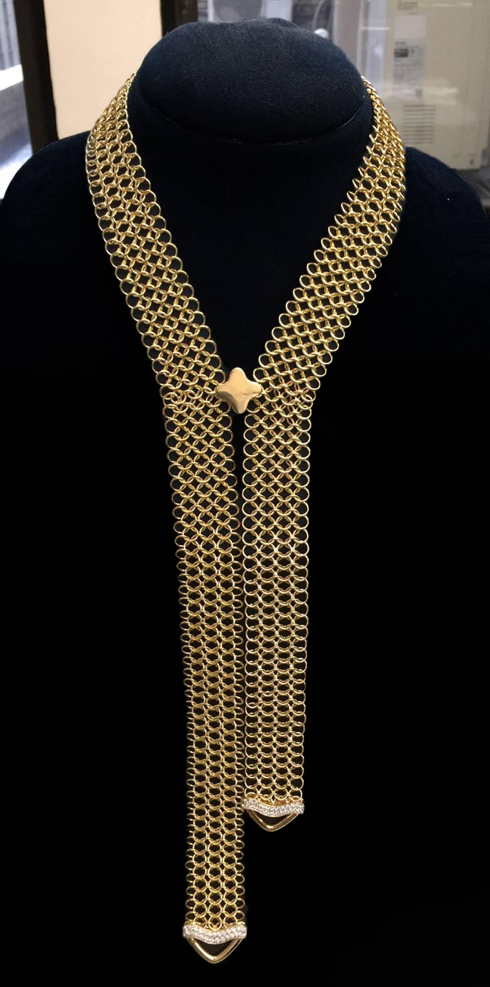 Valentin Magro Unique Diamond Gold Multi-Wear Necktie Mesh Necklace 1