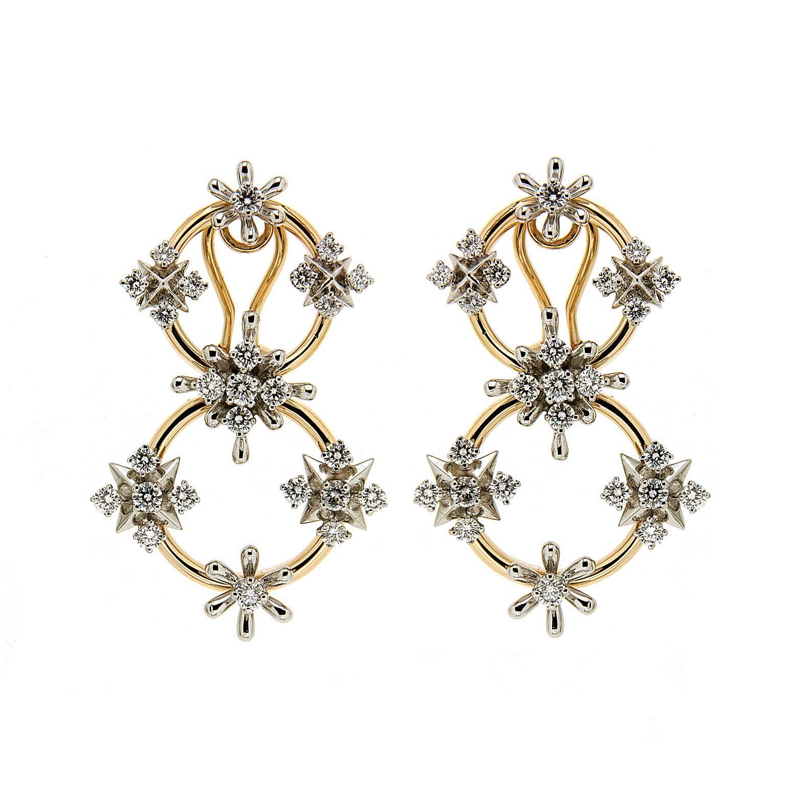 Valentin Magro Circo dei Fiori Diamond Gold Circle Link Earrings