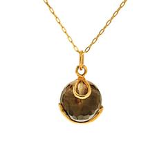 Carina Faceted Smokey Topaz Yellow Gold Pendant Necklace 10