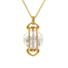 Doppio Gold Rope Pendant with Faceted Crystal 6