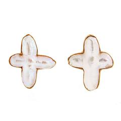 Valentin Magro Baroque Cultured South Sea Pearl Gold Cross Earrings 9