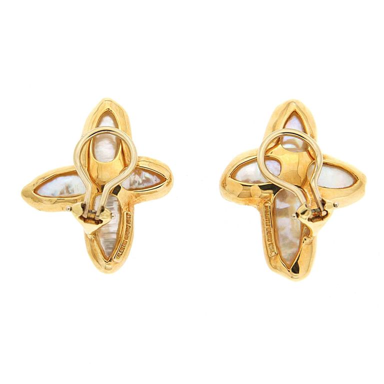 Valentin Magro Baroque Cultured South Sea Pearl Gold Cross Earrings For