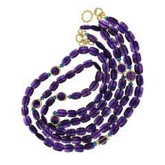 Valentin Magro Double Strands Amethyst Doppio and Turquoise Rondelle Necklace