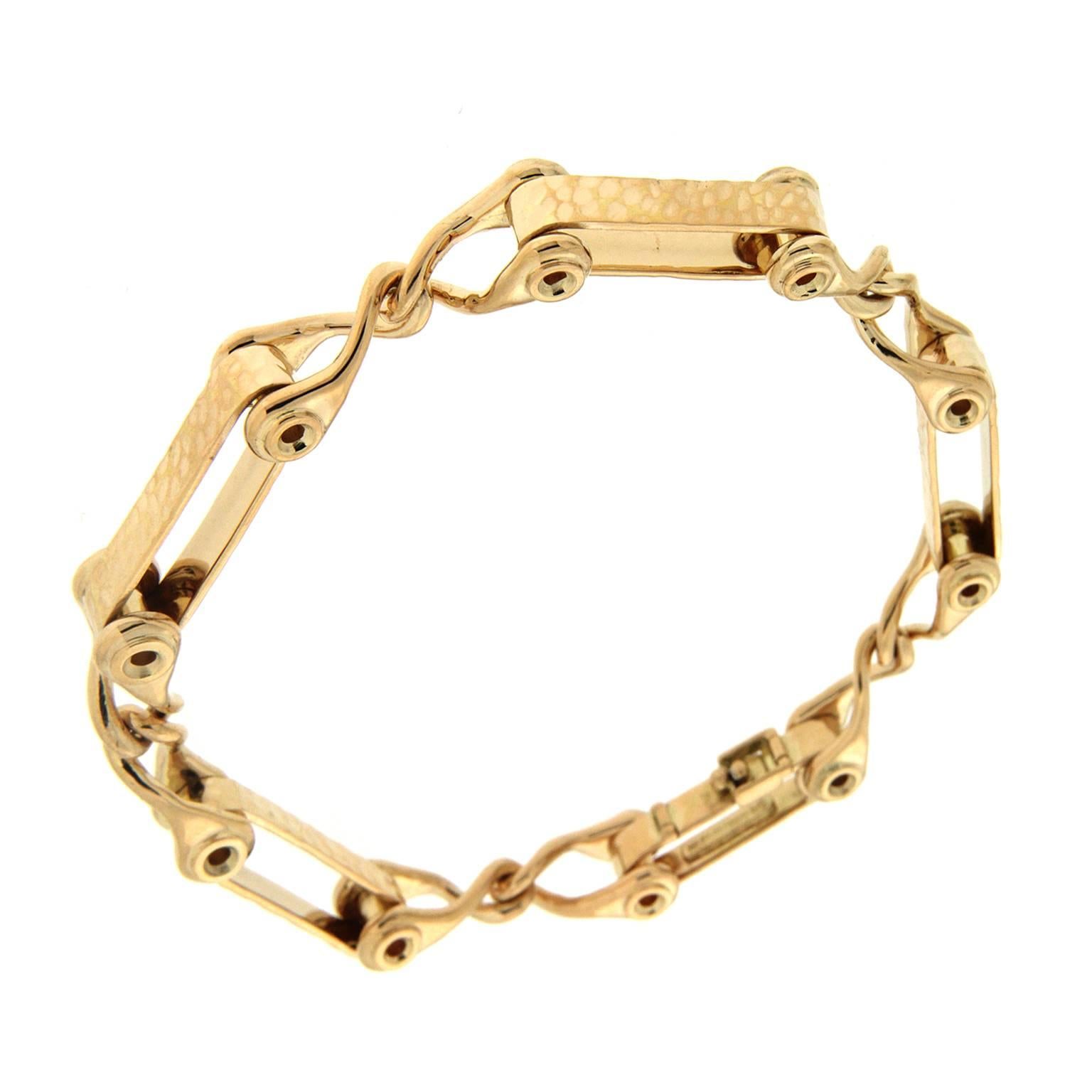 Valentin Magro Double Textured Bar Gold Bracelet