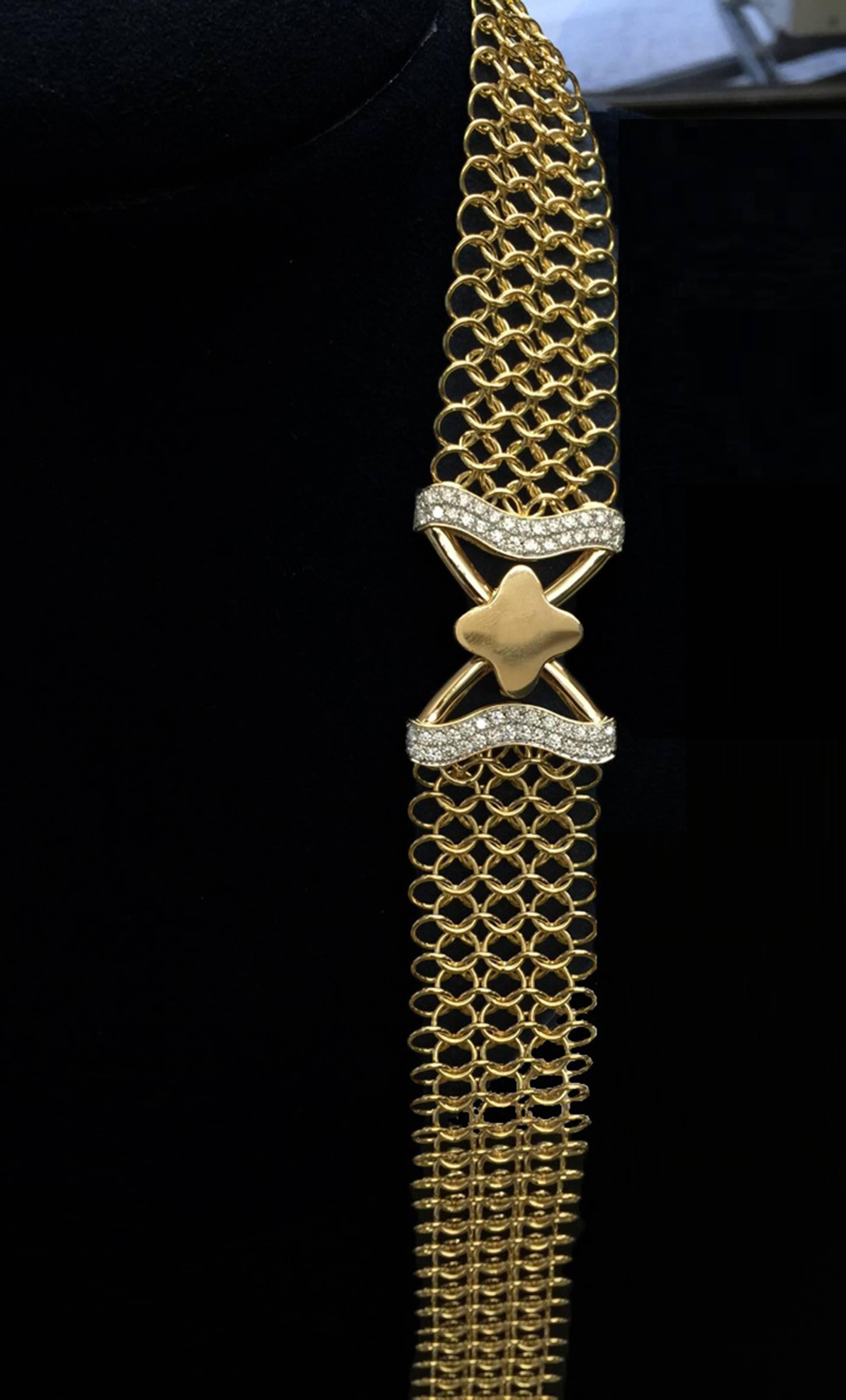 Valentin Magro Unique Diamond Gold Multi-Wear Necktie Mesh Necklace 2
