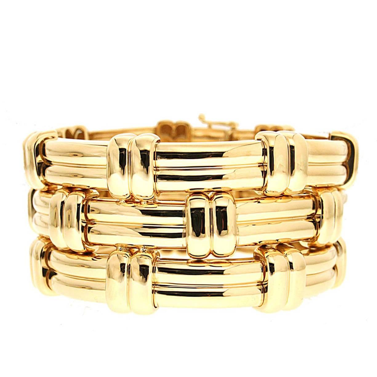 Valentin Magro Modern Design Triple Line Gold Bracelet