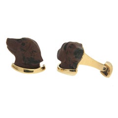Valentin Magro Labrador Obsidian Gold Cufflinks