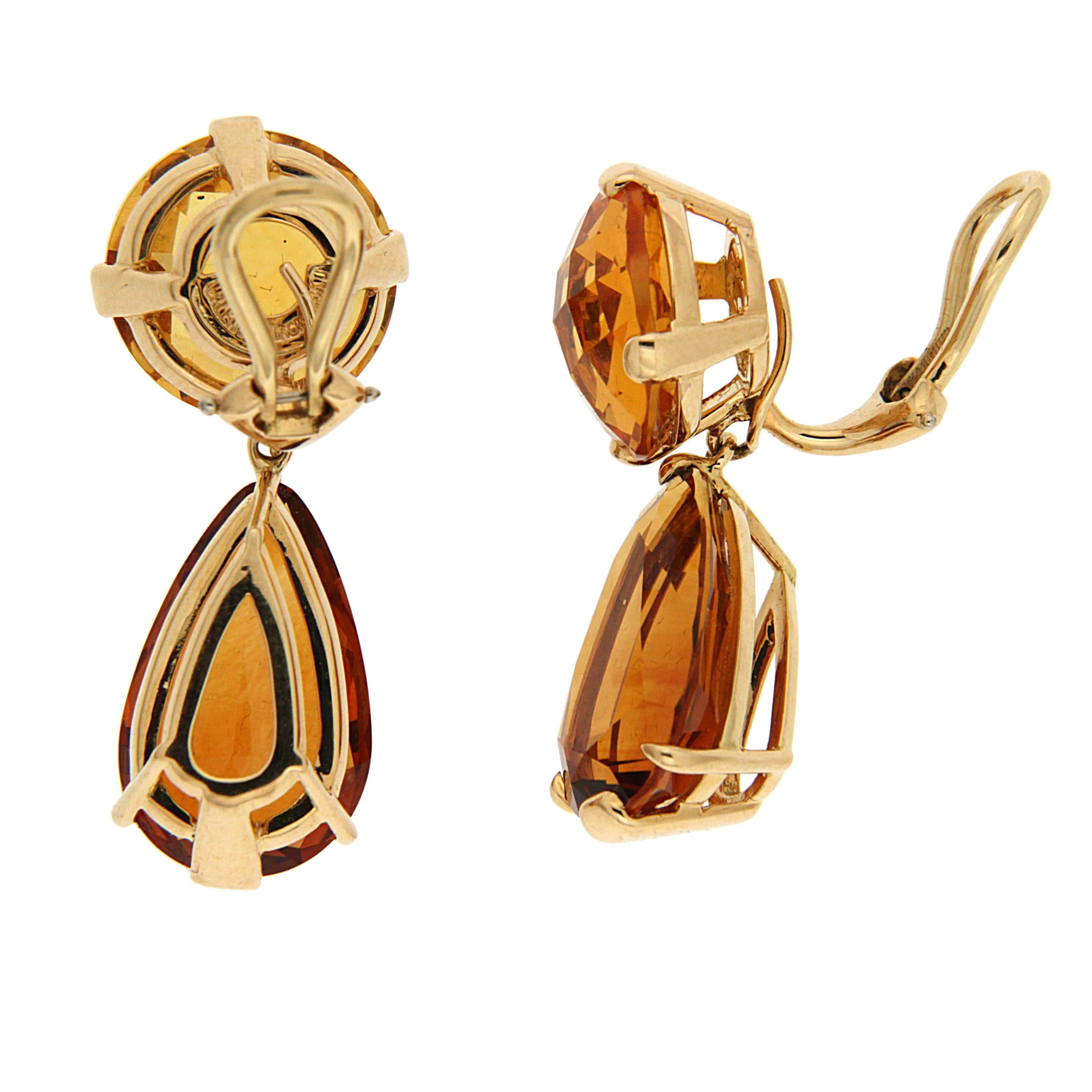 Valentin Magro Citrine Gold Round and Drop Earrings In New Condition In New York, NY