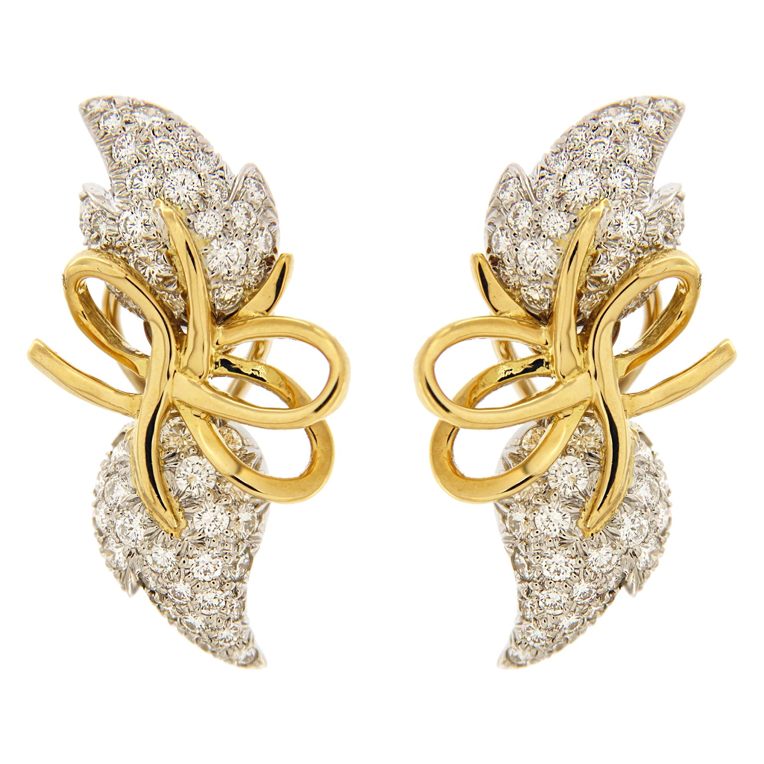 Diamond gold Fireball Earrings at 1stDibs
