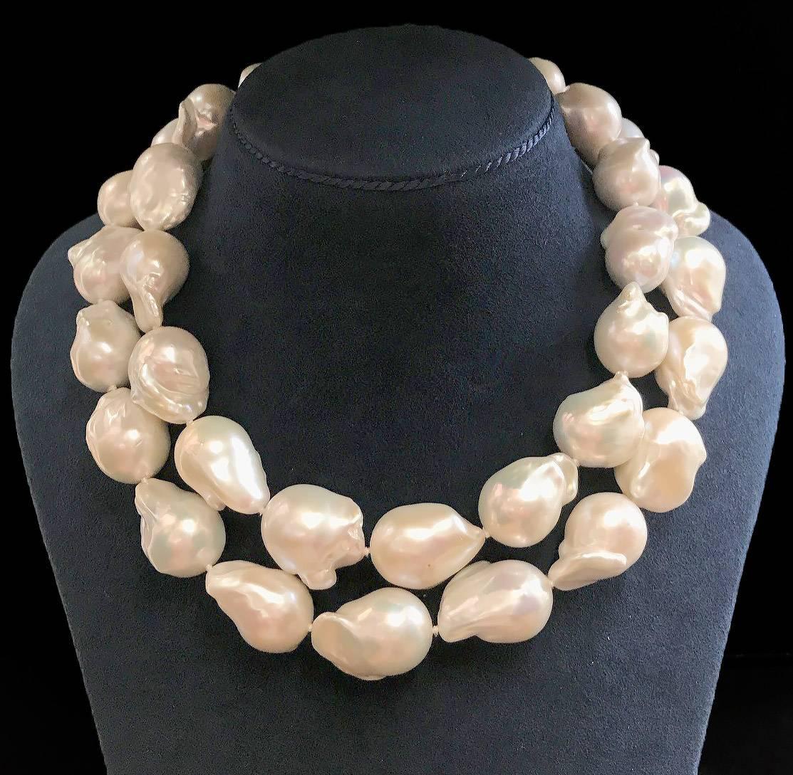 Gold Baroque Pearl Necklace - The Vintage Pearl