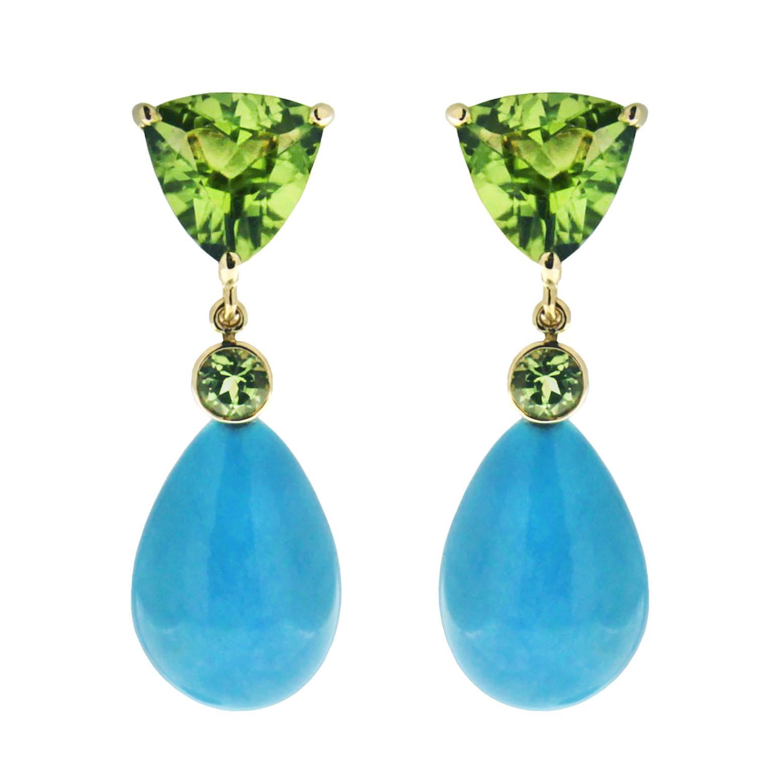 Valentin Magro Peridot and Turquoise Drop Earrings