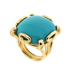Valentin Magro Cushion Turquoise Cabochon Ring in Gold