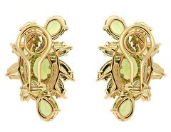 Cluster Pear Shape and Marquise Peridot Gold Earrings