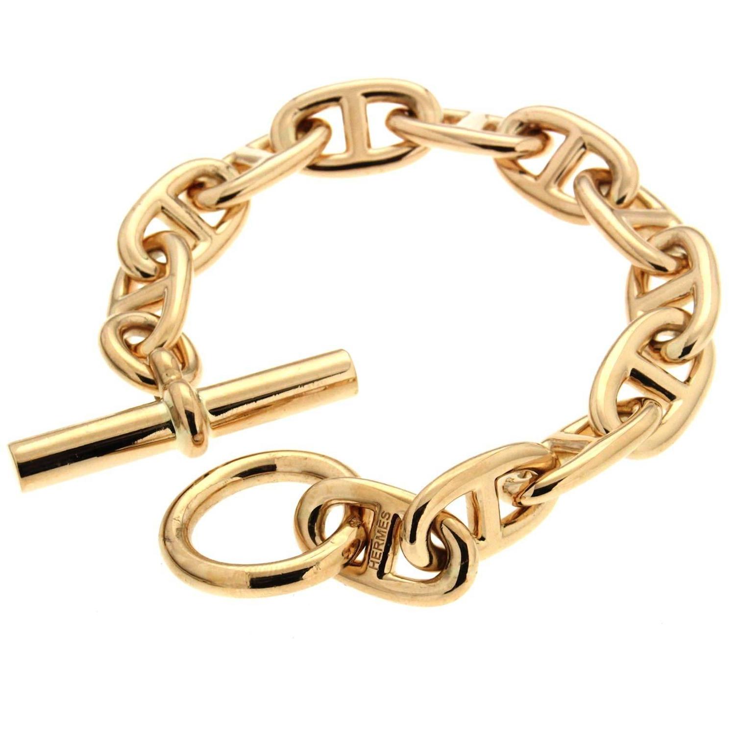 Hermes Gold Anchor Chain Toggle Bracelet at 1stdibs