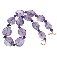 Amethyst boulder and square amethyst roundel Necklace 1
